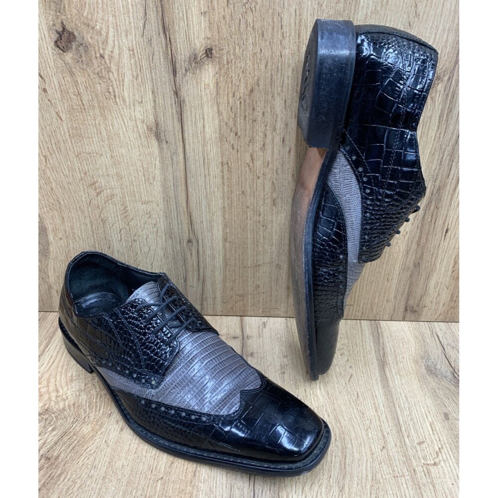 Stacy Adams Mens Amato Leather Oxfords 24823-975 Crocodile Lizard Print Size 9M